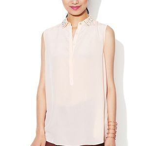 Rebecca Taylor Sleeveless Studded Collar Blouse